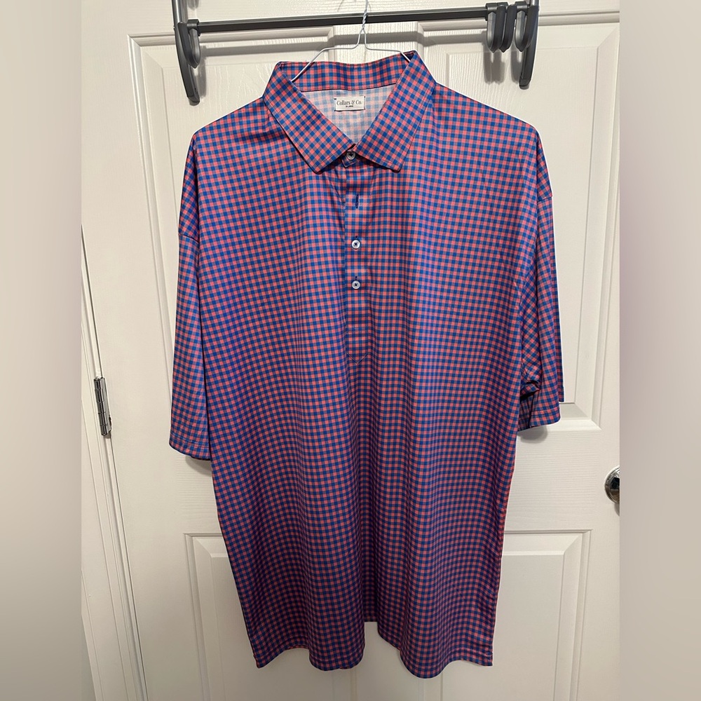Collars and Company Men's Blue and Red Checkered Shirt
